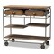 Baxton Studio Grant Vintage Oak Brown Finished Wood and Black Finished Metal 2-Drawer Kitchen Cart 177-11201-Zoro - alternate 1